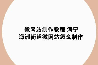 微网站制作教程 海宁海洲街道微网站怎么制作